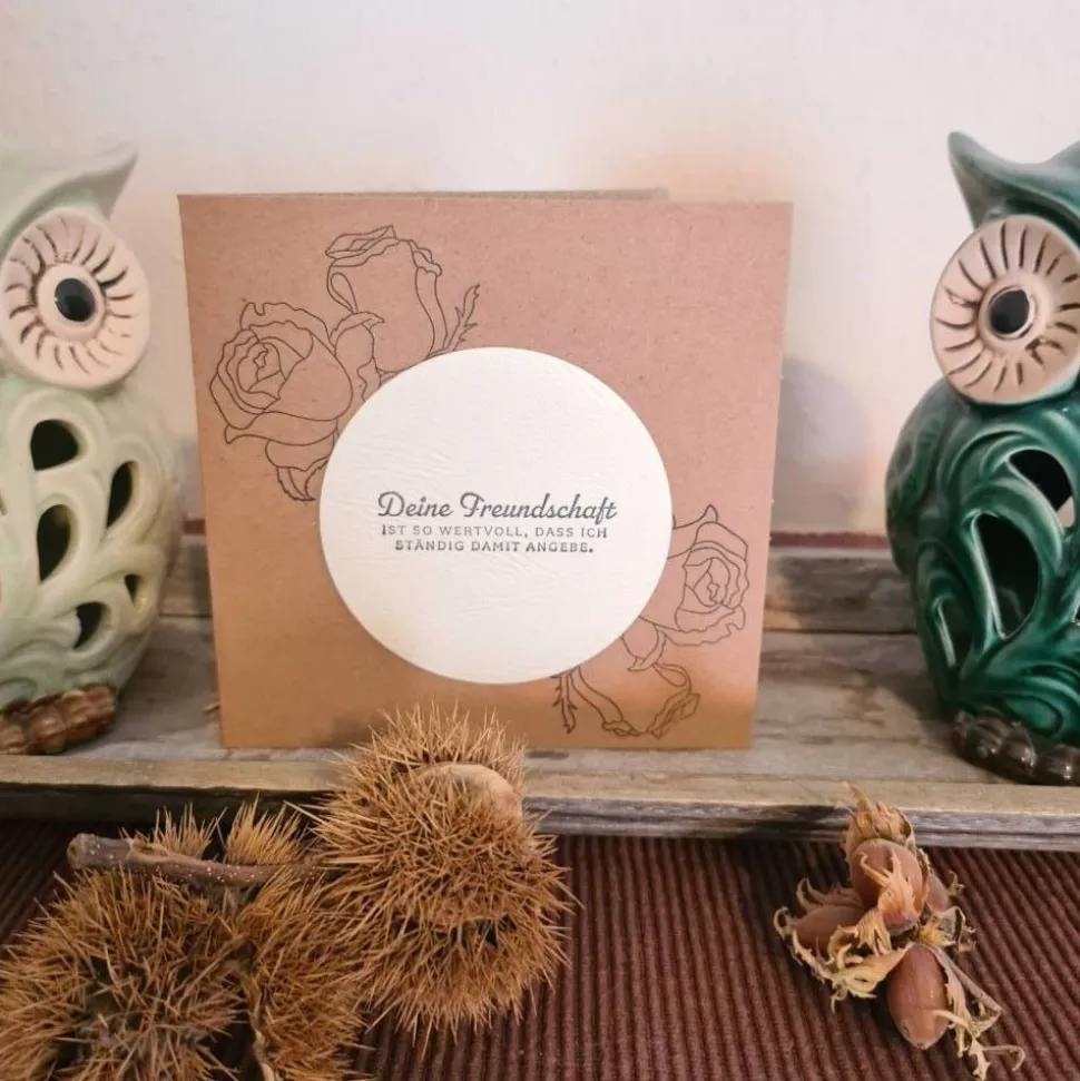 Geburtstagskarte - Freundschaft - Kraftpapier - Rosen