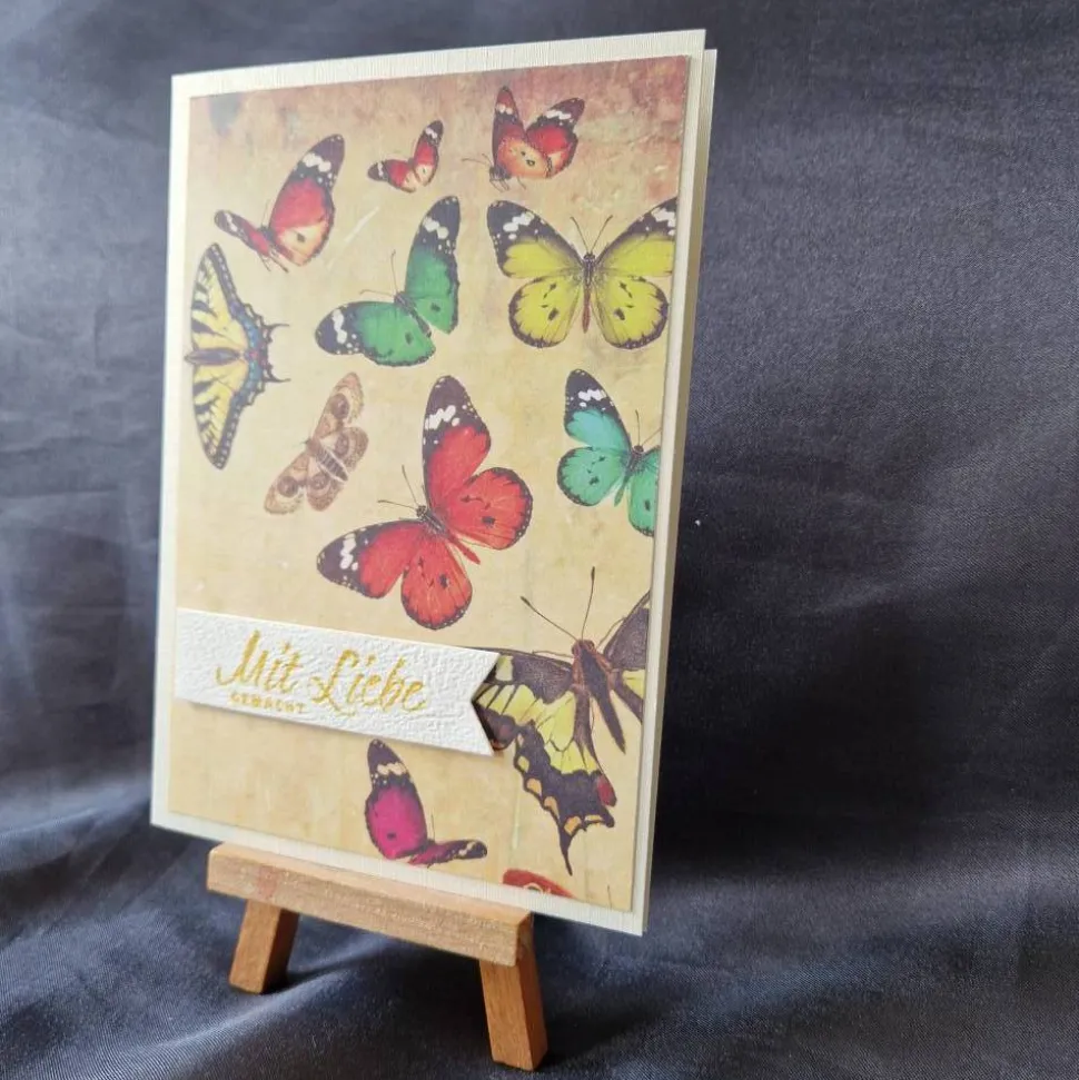 Geburtstagskarte - Geburtstag - Mit Liebe gemacht - Karte zu Geburtstag - Geschenk zum Geburtstag - Schmetterlinge - Ges