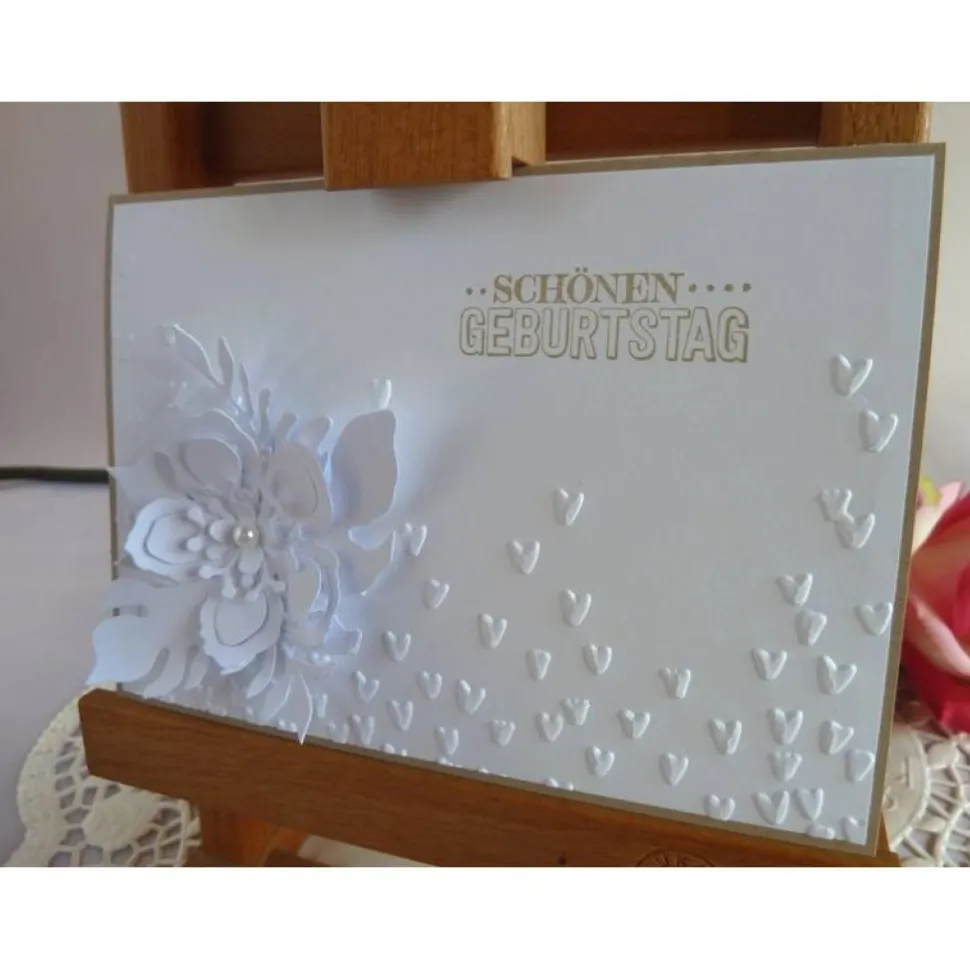 Geburtstagskarte / Glückwunschkarte in weiß mit Blüte