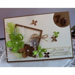 Geburtstagskarte / Glückwunschkarte mit zahlreichen Blüten und Jahreszahl