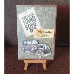 Geburtstagskarte " Mit den besten Wünschen " Auto , VintageLook