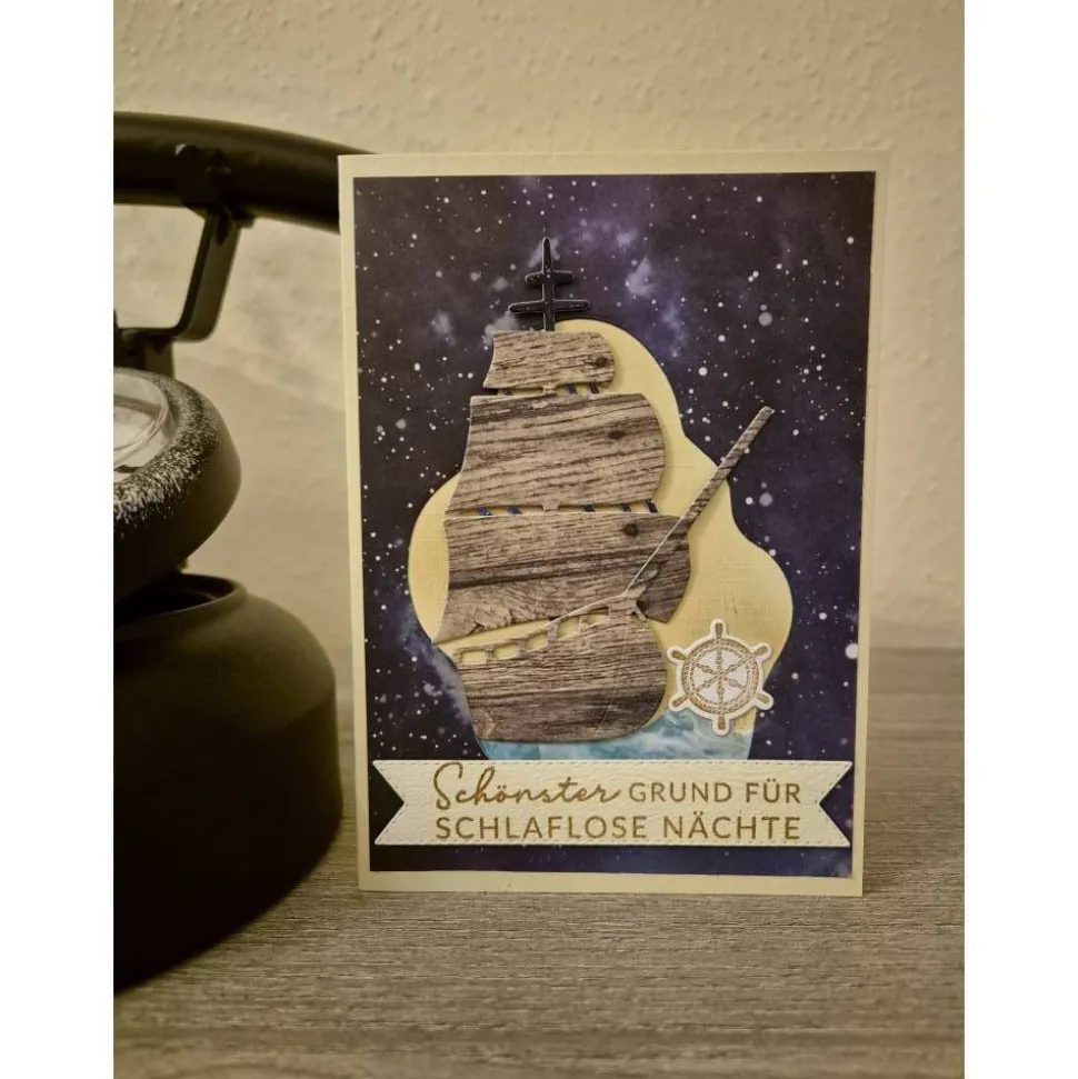 Geburtstagskarte / Schiff / Sternenhimmel / Sternenkarte Schiff / Karte Sterne Meer / Sternenhimmel Boot