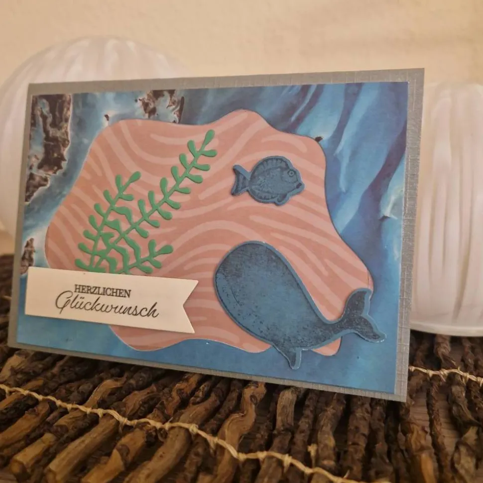Geburtstagskarte / Wal / Unterwassermotiv / Meeresmotiv / maritime Geburtstagskarte / Meereslandschaft / Wassertiere