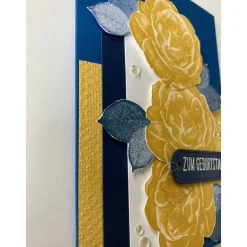 Geburtstagskarte  Blau/Gelb mit Rosen Handgefertigt Stampin up