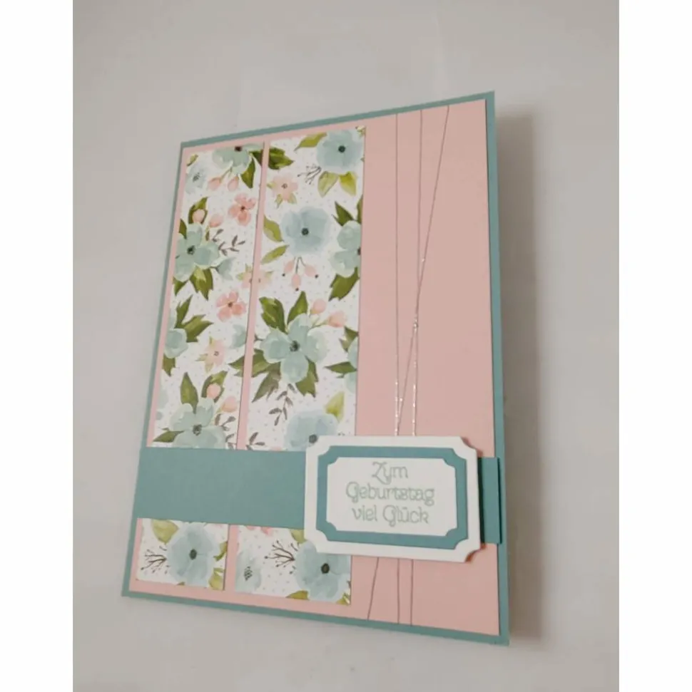 Geburtstagskarte "Blumen" in rosé und blau