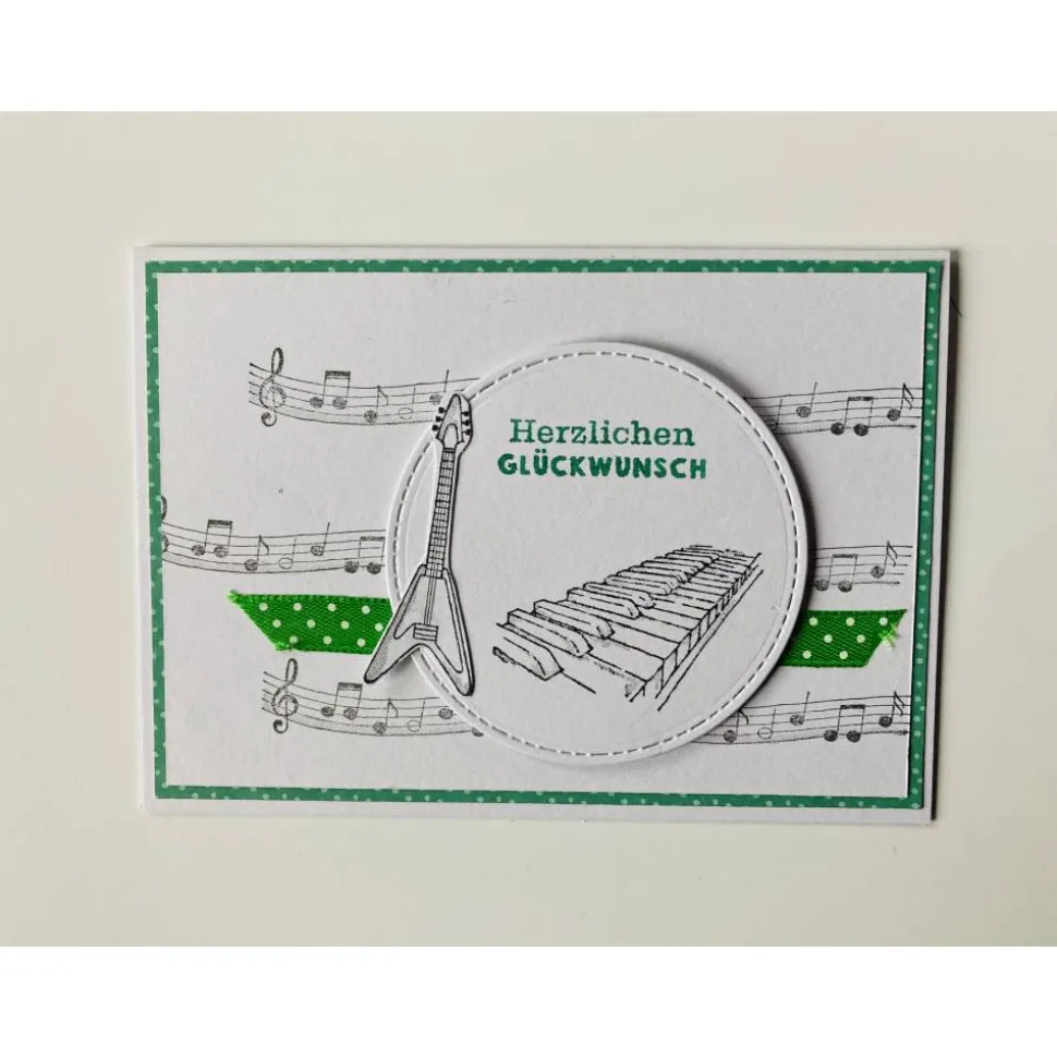 Geburtstagskarte 3D Handarbeit Musiker Klavier Gitarre Stampin’Up