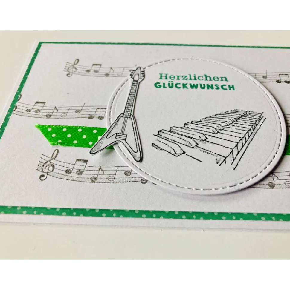 Geburtstagskarte 3D Handarbeit Musiker Klavier Gitarre Stampin’Up
