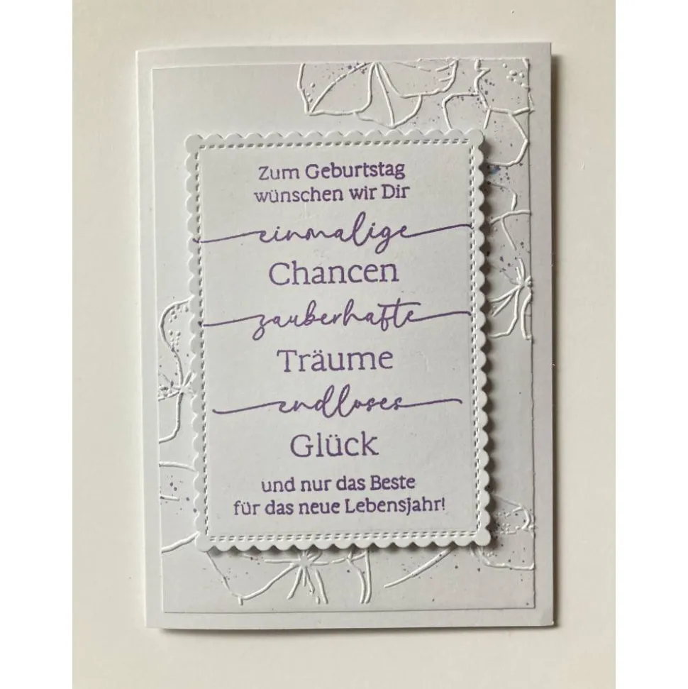 Geburtstagskarte 3D mit geprägtem Blumen Aufleger