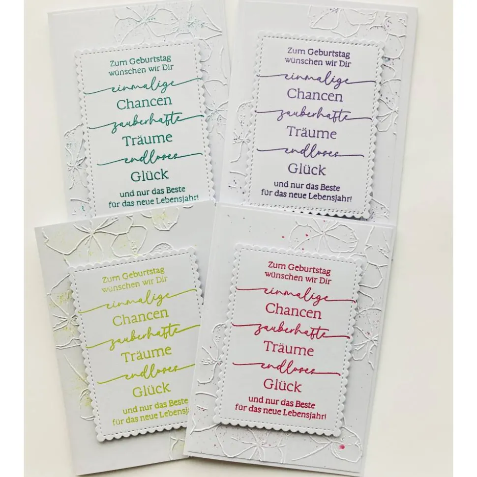 Geburtstagskarte 3D mit geprägtem Blumen Aufleger