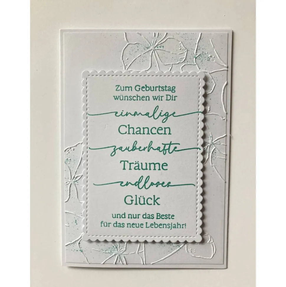 Geburtstagskarte 3D mit geprägtem Blumen Aufleger