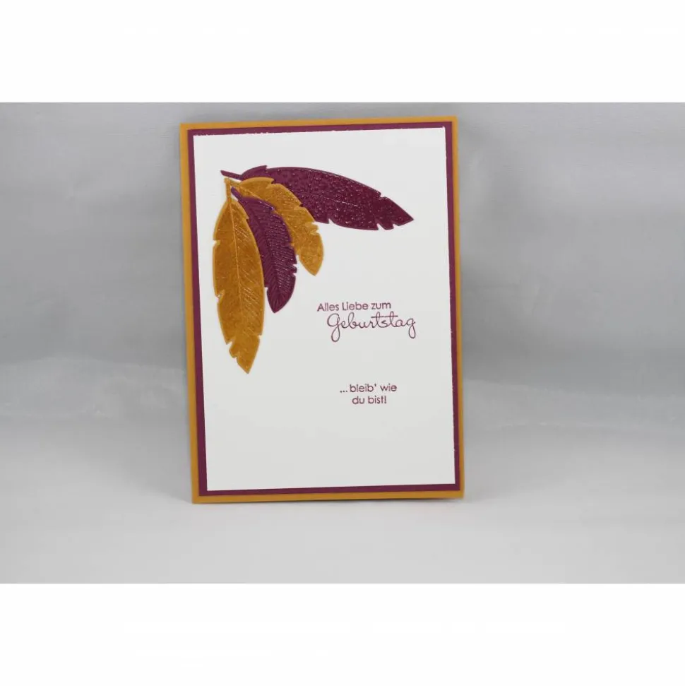 Geburtstagskarte "Federn" in Herbstfarben
