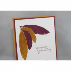 Geburtstagskarte "Federn" in Herbstfarben
