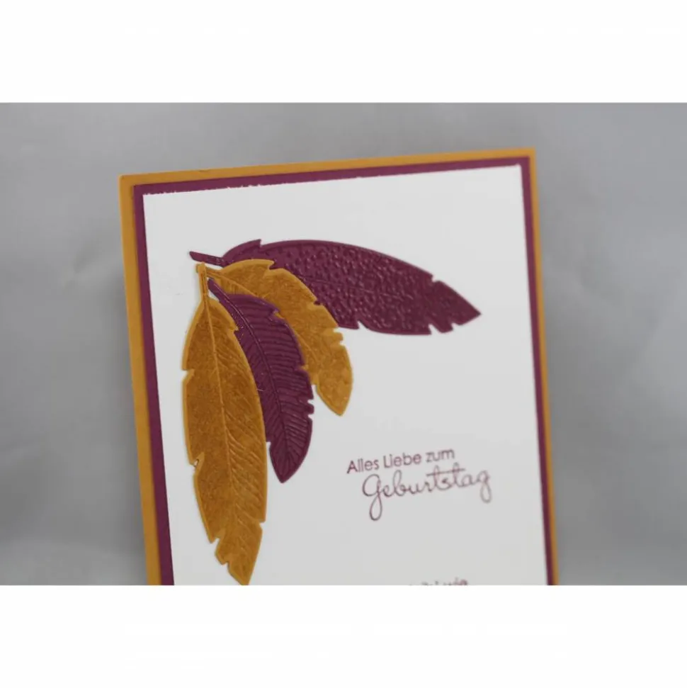 Geburtstagskarte "Federn" in Herbstfarben