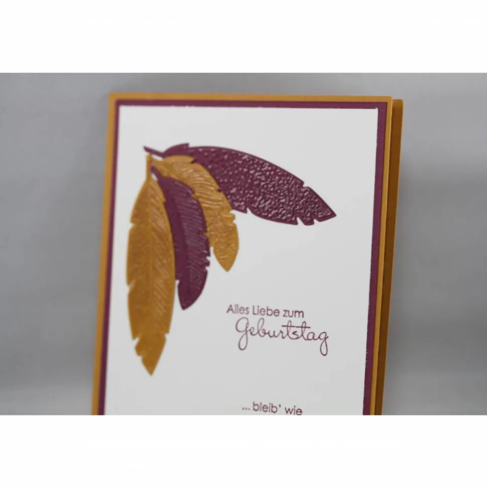 Geburtstagskarte "Federn" in Herbstfarben