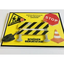 Geburtstagskarte  für Bauarbeiter, Straßenbauer  Handarbeit