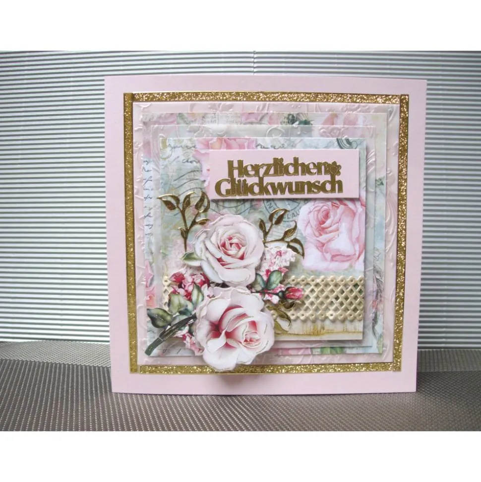 Geburtstagskarte für eine Frau in rosa und mit rosafarbenen Rosen