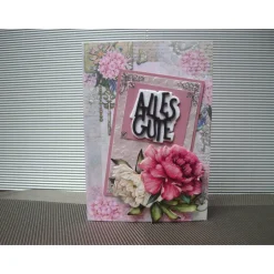 Geburtstagskarte für eine Frau mit rosafarbenen Blumen