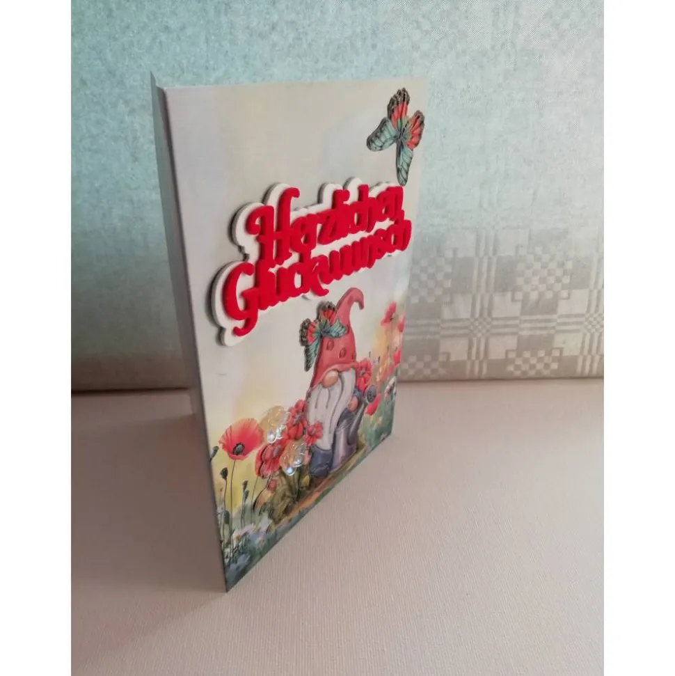 Geburtstagskarte für eine Frau mit einem kleinen Wichtel