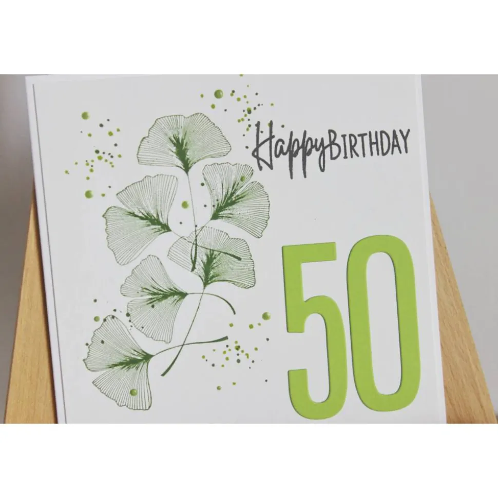 Geburtstagskarte für runde Geburtstage "Ginkgoblätter"