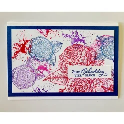 Geburtstagskarte Glückwunschkarte Blumen Handarbeit 3D