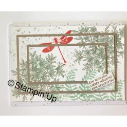 Geburtstagskarte Glückwunschkarte Libelle Blumen Triple Layer Technik Handgefertigt Unikat