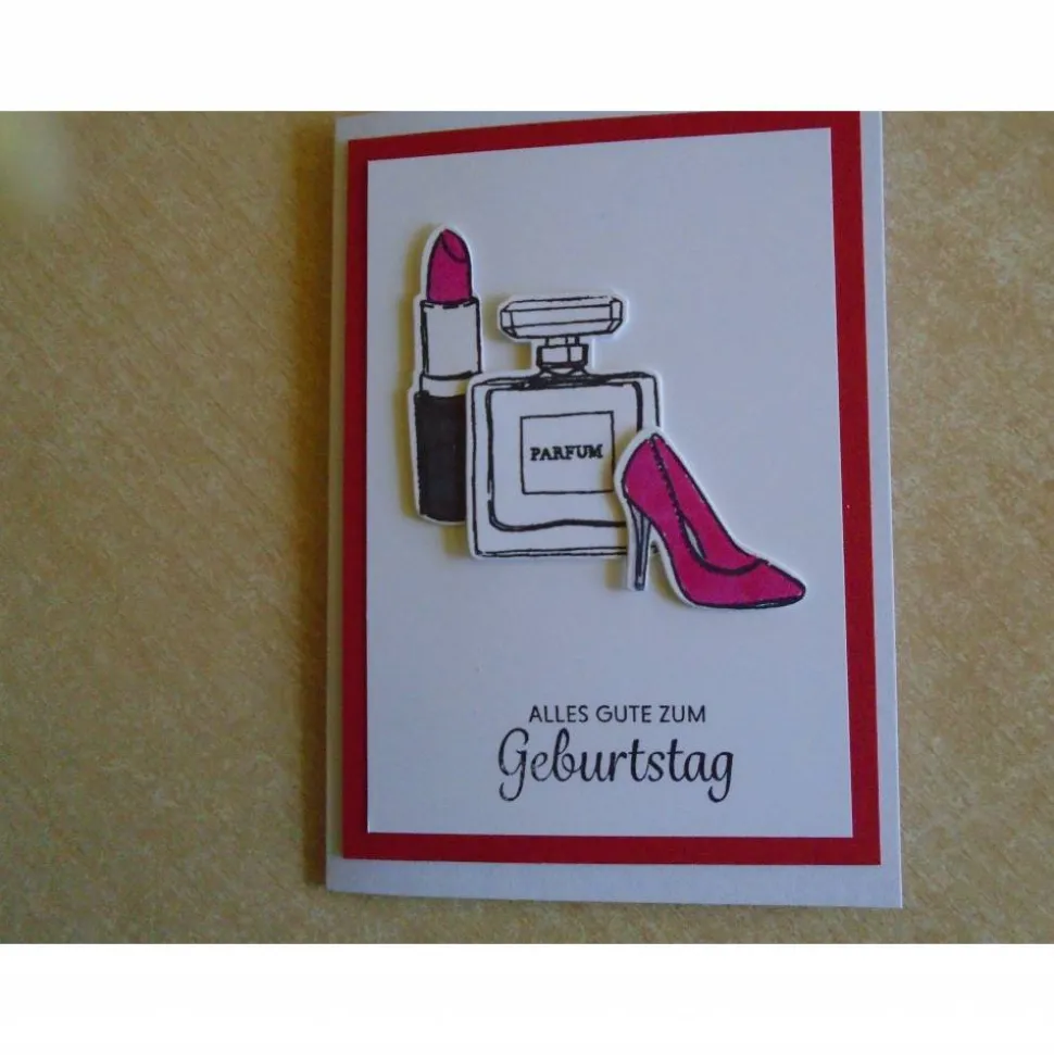 Geburtstagskarte Glückwunschkarte Geburtstag  Grußkarte Frau Geburtstag Mädchen,Teenager Lippenstift Schuh