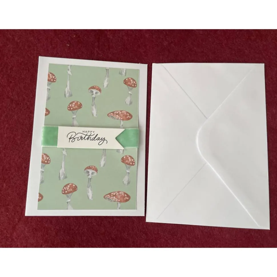 Geburtstagskarte, Handarbeit mit Umschlag, Fliegenpilz, Glückspilz