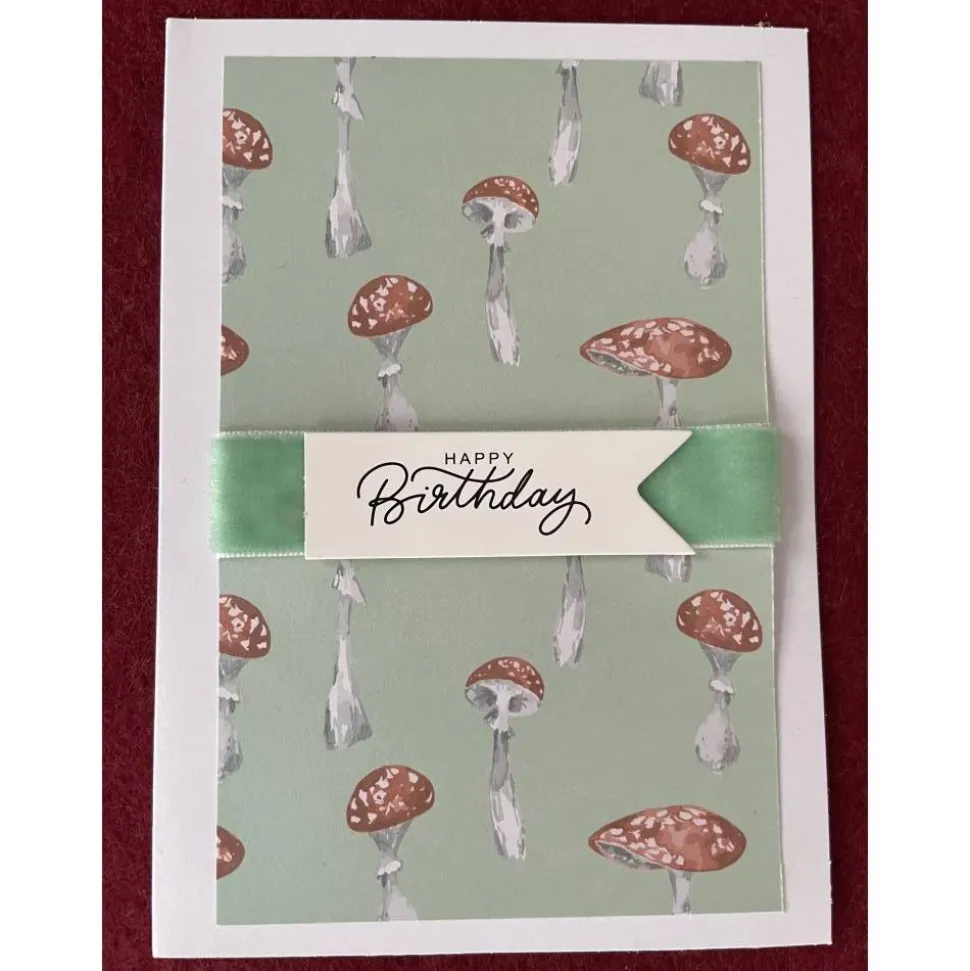 Geburtstagskarte, Handarbeit mit Umschlag, Fliegenpilz, Glückspilz