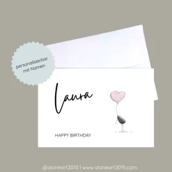 Geburtstagskarte HAPPY BIRTHDAY personalsierbar mit Name ROSA - Mini Steinbild mit Umschlag
