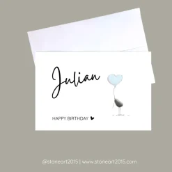 Geburtstagskarte HAPPY BIRTHDAY personalsierbar mit Name ROSA - Mini Steinbild mit Umschlag