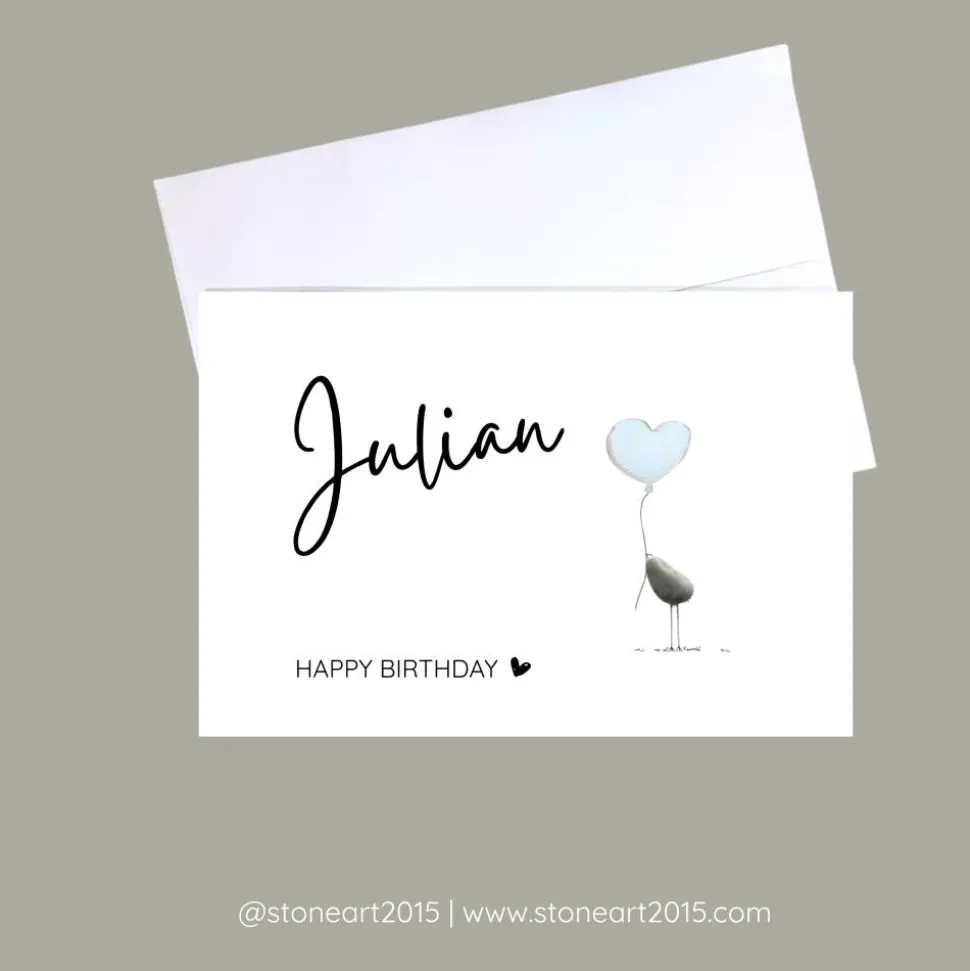 Geburtstagskarte HAPPY BIRTHDAY personalsierbar mit Name ROSA - Mini Steinbild mit Umschlag