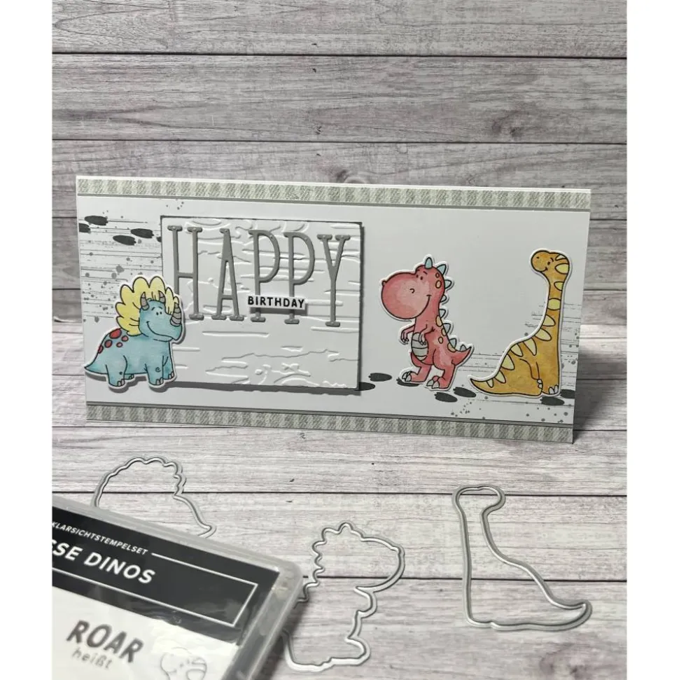 Geburtstagskarte „Happy Birthday“ Dinos Glückwunschkarte Grußkarte Kinder Handmade Stampin‘ Up!