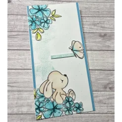 Geburtstagskarte im Aquarell - Look „Happy Birthday“ Grußkarte Karte Mädchen Kinder Geburtstag Blumen Bär blau Handmade