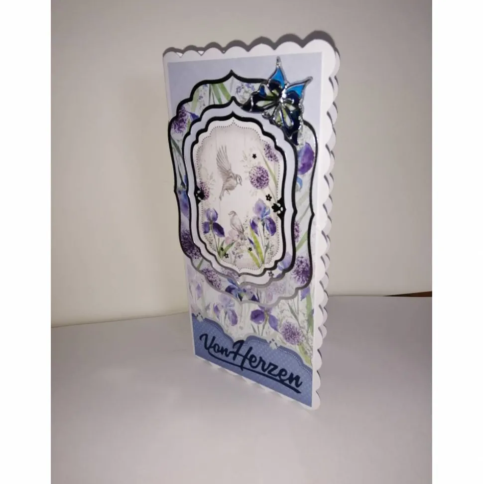 Geburtstagskarte in lila/blau zum 60.ten für eine Frau