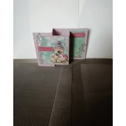 Geburtstagskarte in rose mit Blumen und Singvögeln