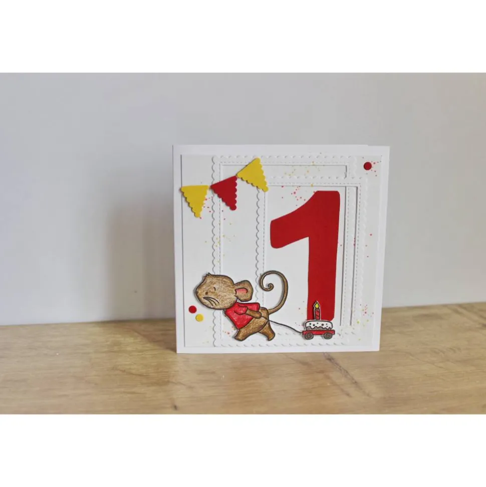 Geburtstagskarte Kindergeburtstag "Geburtstagsmaus" aus der Manufaktur Karla