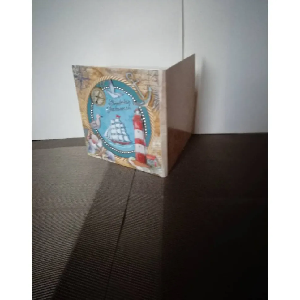 Geburtstagskarte maritim in Blau und Rot