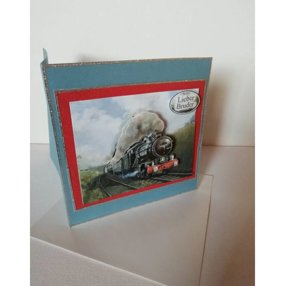 Geburtstagskarte mit einer Dampflokomotive für einen Mann