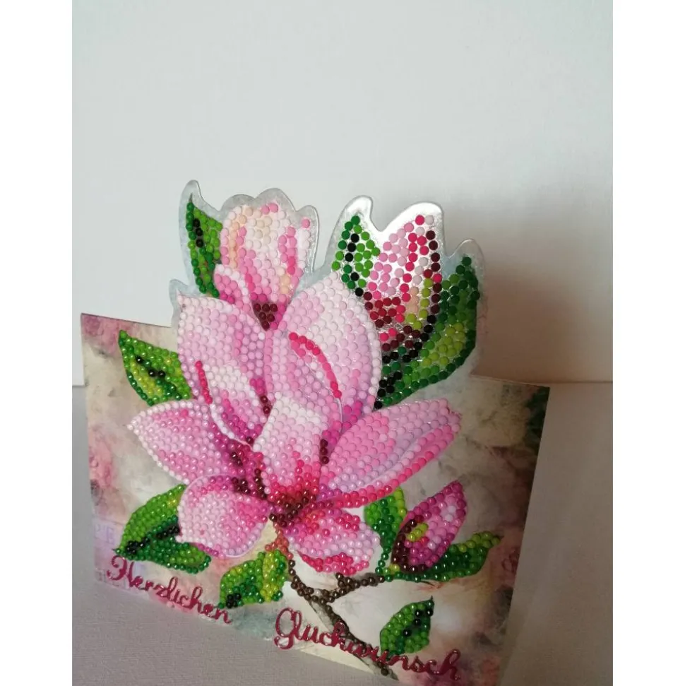 Geburtstagskarte mit rosafarbenen Blumen