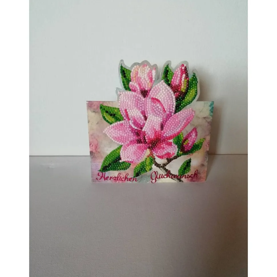 Geburtstagskarte mit rosafarbenen Blumen