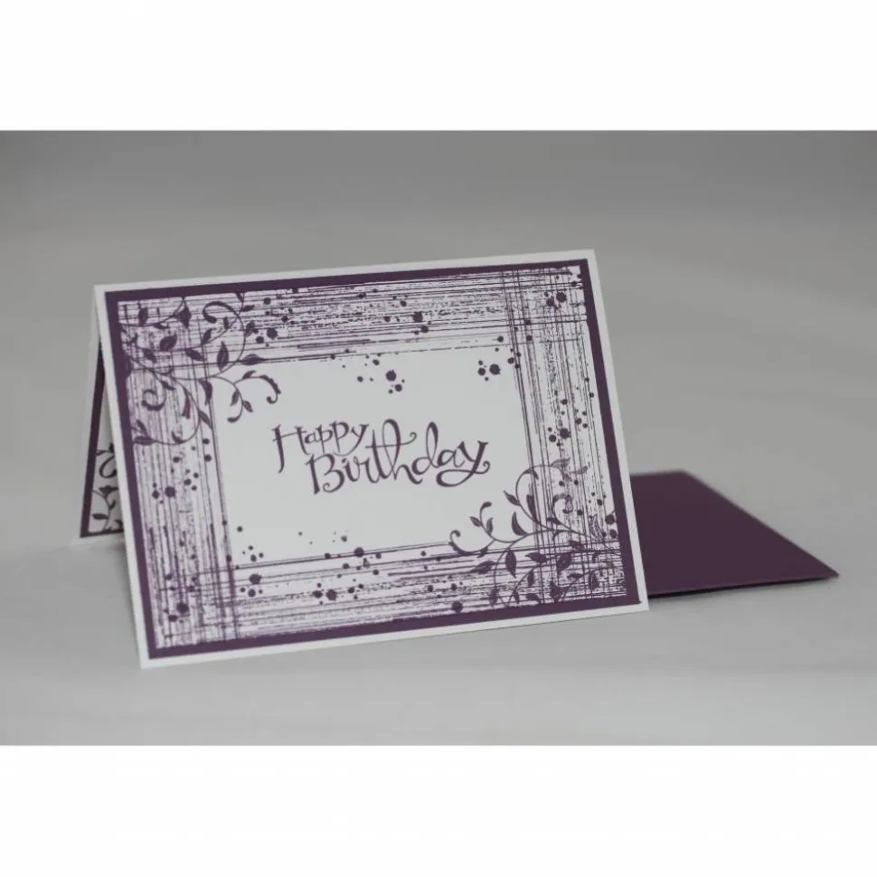 Geburtstagskarte mit Schnörkeln in violett und weiß