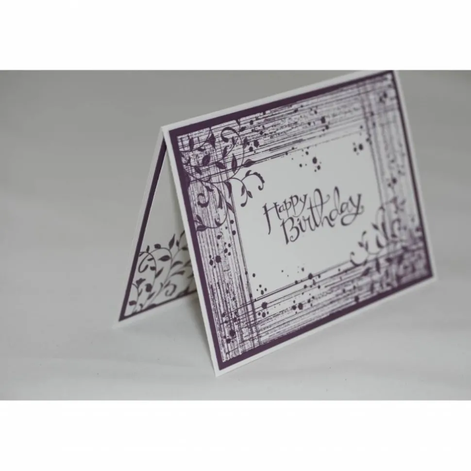 Geburtstagskarte mit Schnörkeln in violett und weiß
