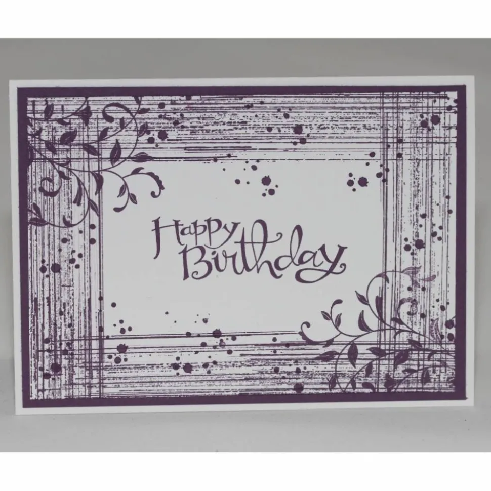 Geburtstagskarte mit Schnörkeln in violett und weiß