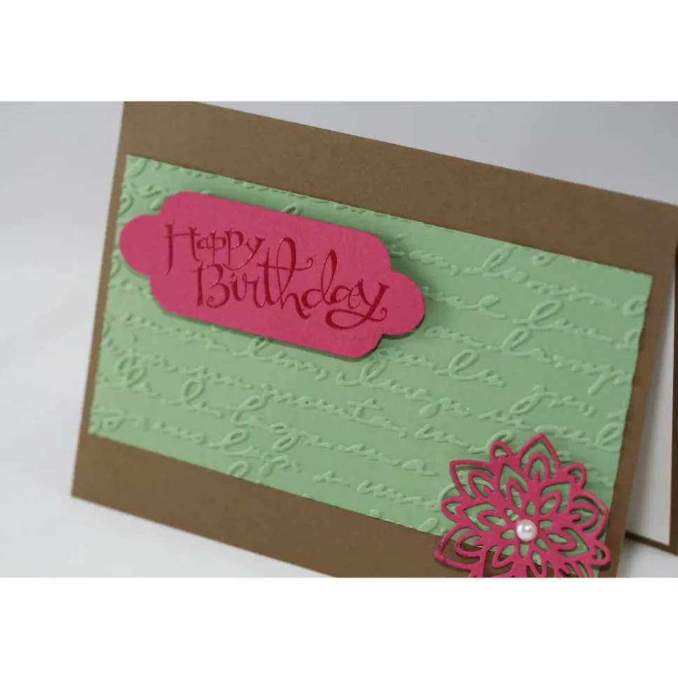 Geburtstagskarte mit Schriftprägung und Blüte