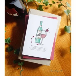 Geburtstagskarte mit Weinspruch – stilvoll & humorvoll | Karte für Weinliebhaber, edel illustriert, A6