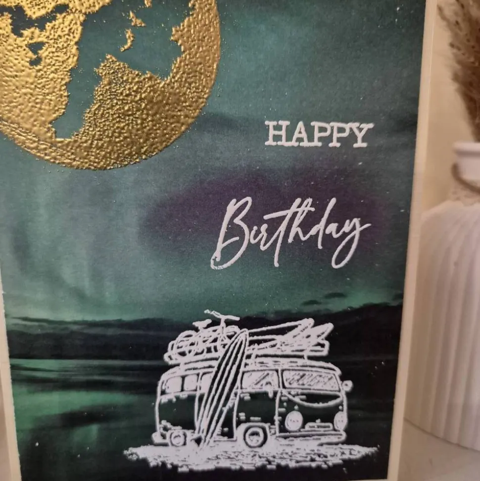 Geburtstagskarte Mond / Campingbus Geburtstagskarte / Geburtstag / Geburtstagskarte / Abenteuer Geburtstagskarte / Mond