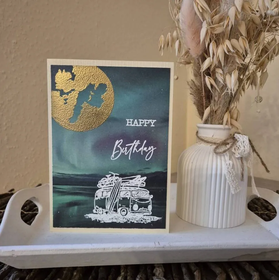 Geburtstagskarte Mond / Campingbus Geburtstagskarte / Geburtstag / Geburtstagskarte / Abenteuer Geburtstagskarte / Mond