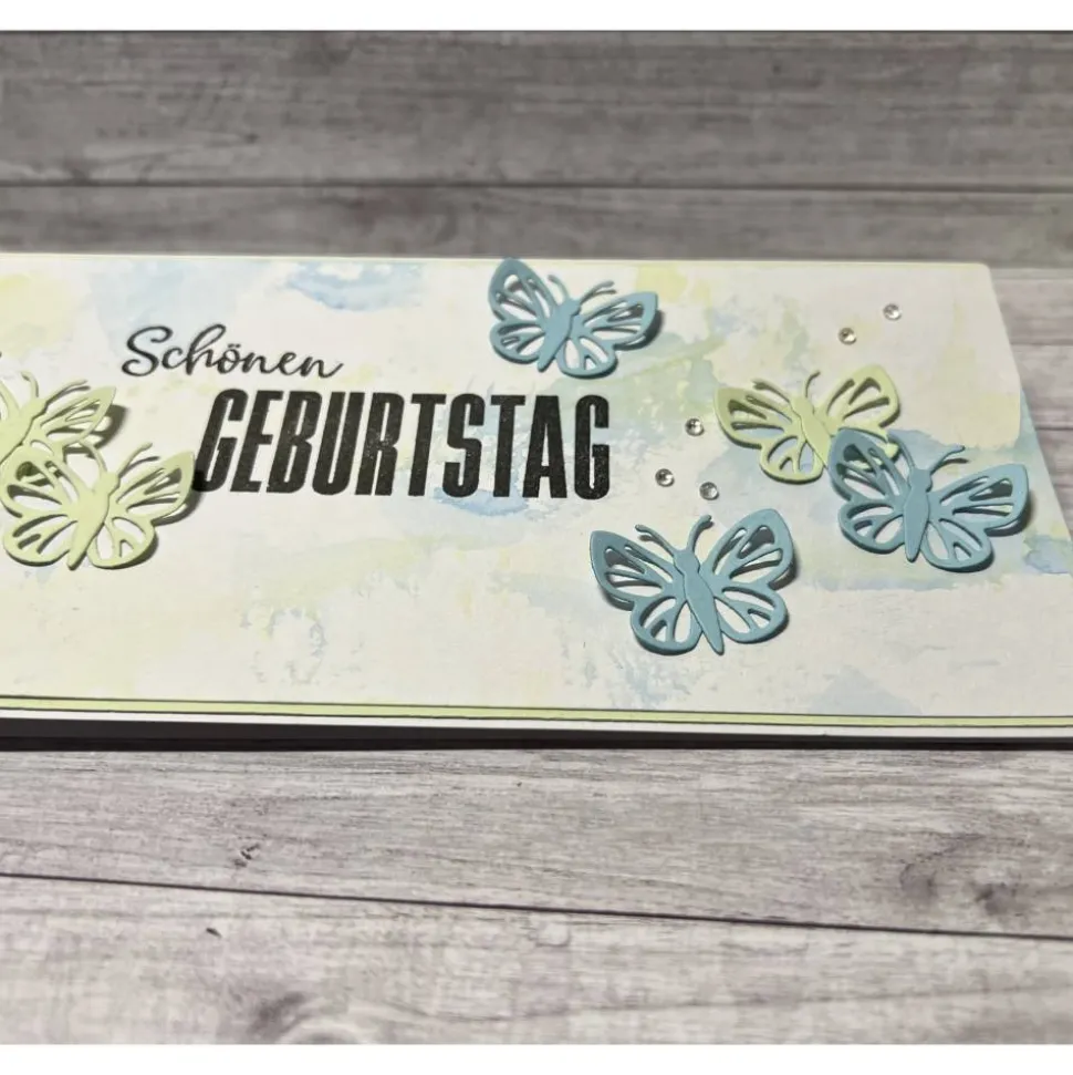 Geburtstagskarte Schmetterlinge Grußkarte Glückwunschkarte blau-grün Handmade Stampin‘ Up!