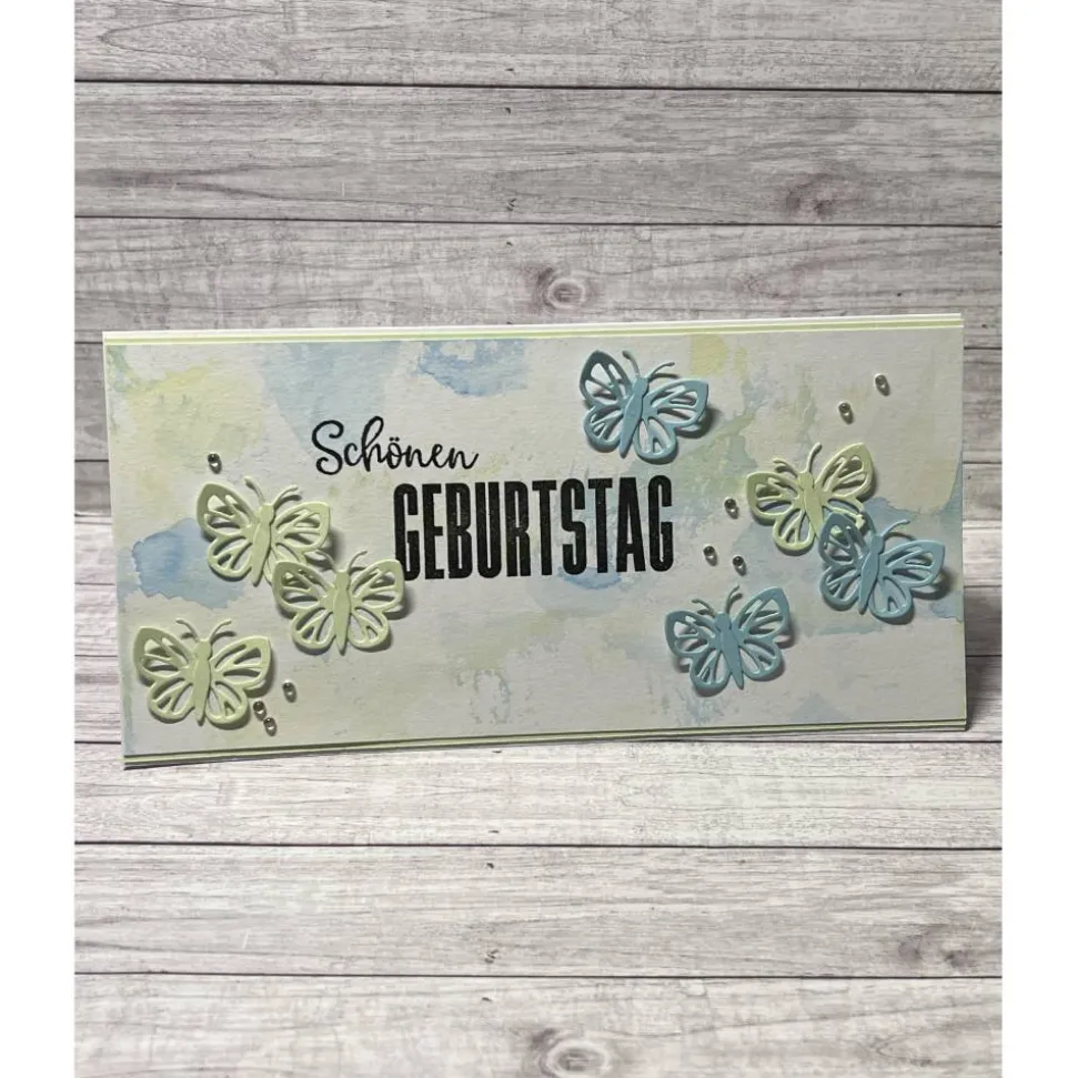 Geburtstagskarte Schmetterlinge Grußkarte Glückwunschkarte blau-grün Handmade Stampin‘ Up!