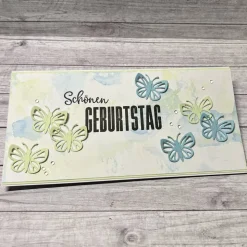 Geburtstagskarte Schmetterlinge Grußkarte Glückwunschkarte blau-grün Handmade Stampin‘ Up!